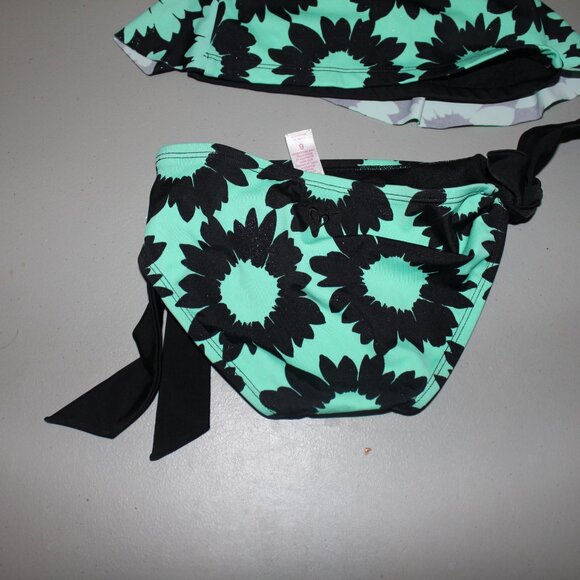 Green & Black 2 pcs Justice Tankini Swimsuit Size 6 - Picture 9 of 13